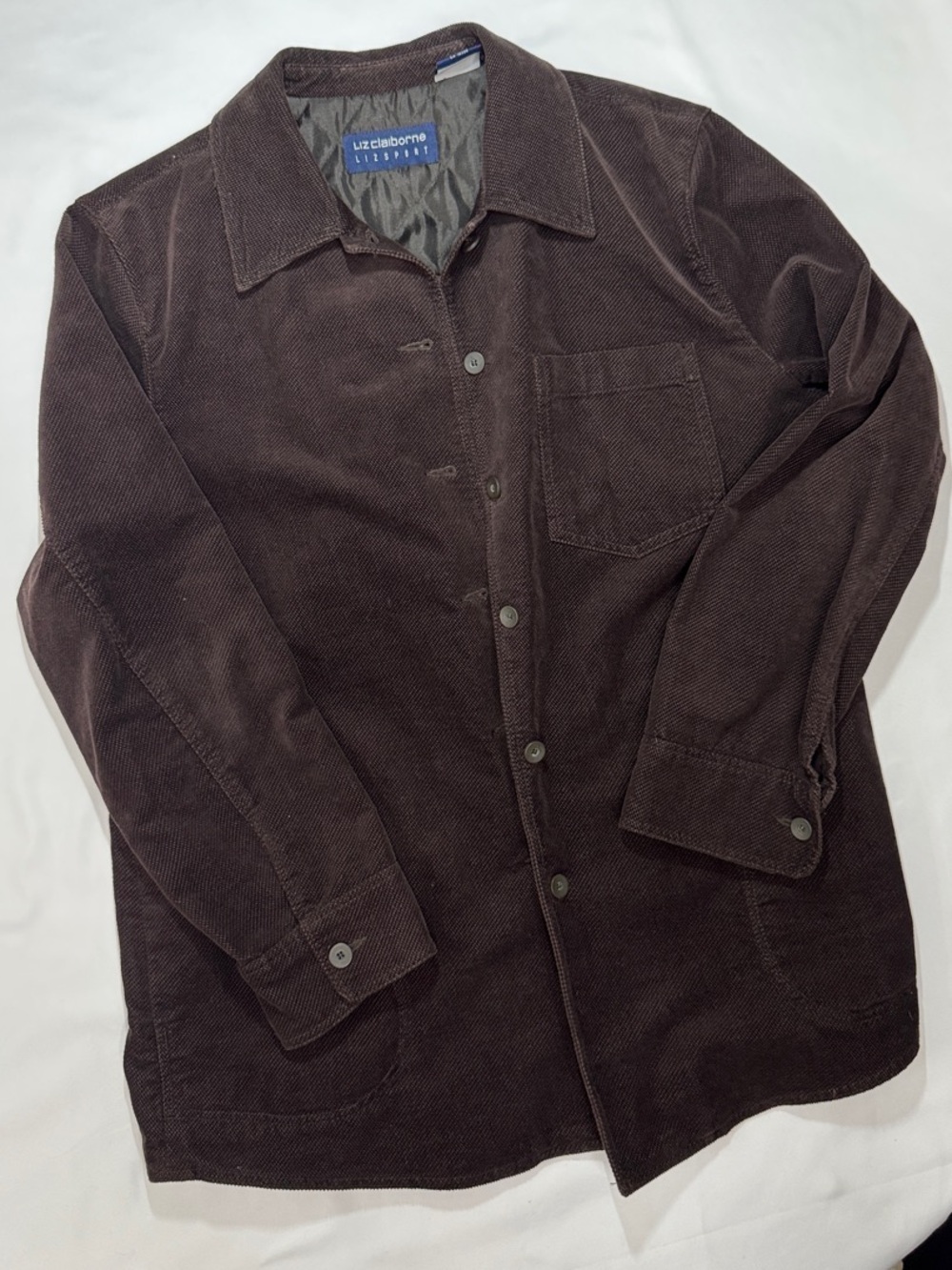 Liz Claiborne Vintage 1990’s Dark Brown Corduroy Shirt Jacket Medium